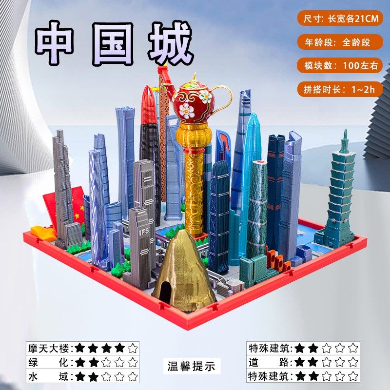 指尖之城中国城超k级迷你城市微缩场景拼装模型diy小屋儿童玩具