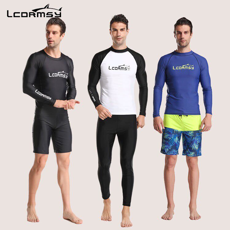 分体泳衣男潜水服大码上衣冲浪服速干防晒长袖套装游泳衣水母衣