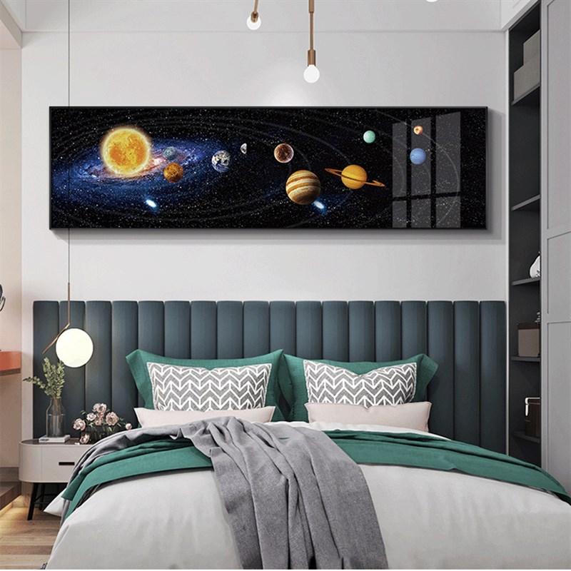 炫酷宇宙太空星球装饰画主题酒店客房I挂画卧室床头房间有框壁画