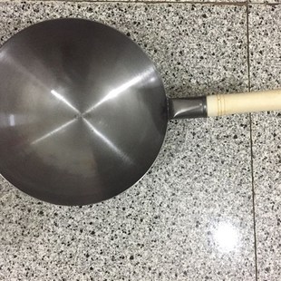 家用30/32/i34/36/38/40CM大号熟铁炒锅老式圆底无涂层熟铁锅不粘