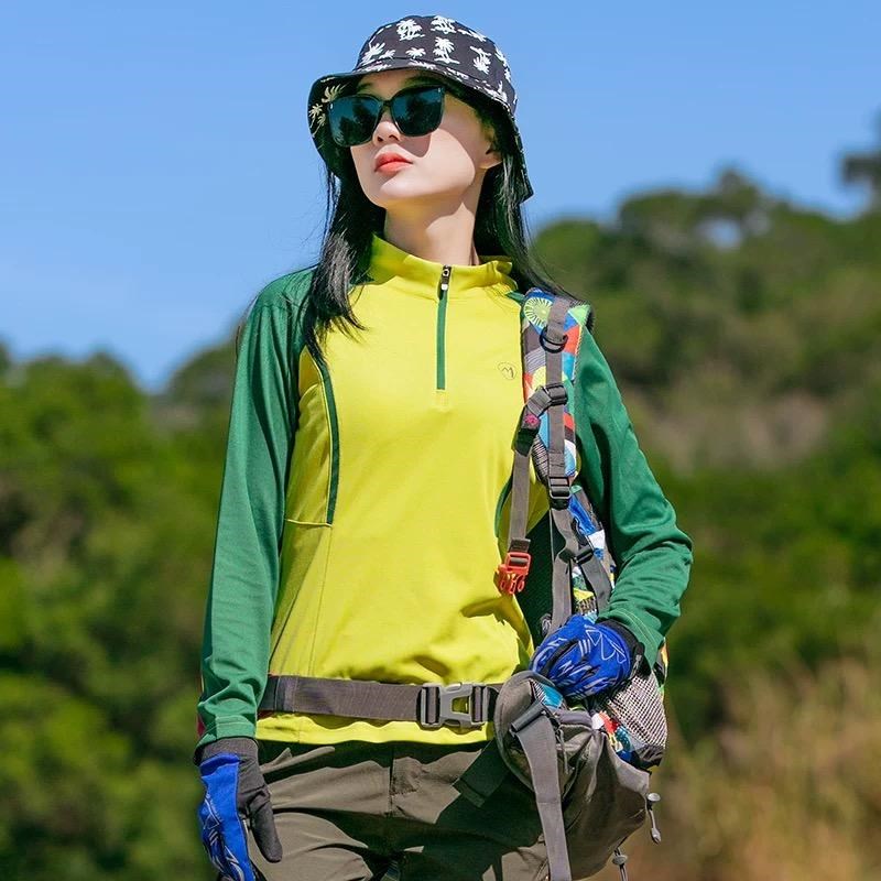 速干衣女长袖T恤吸汗透气户外夏季防嗮徒步登山运动快干服上装