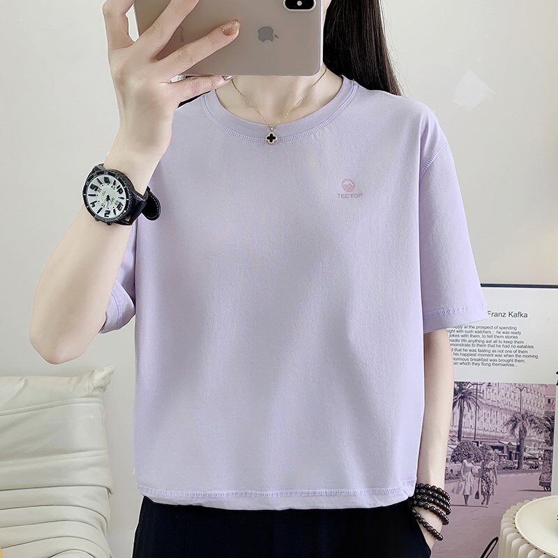 宽松短款T恤女款2025年夏季户外运动时尚快干短袖女速干跑步上衣