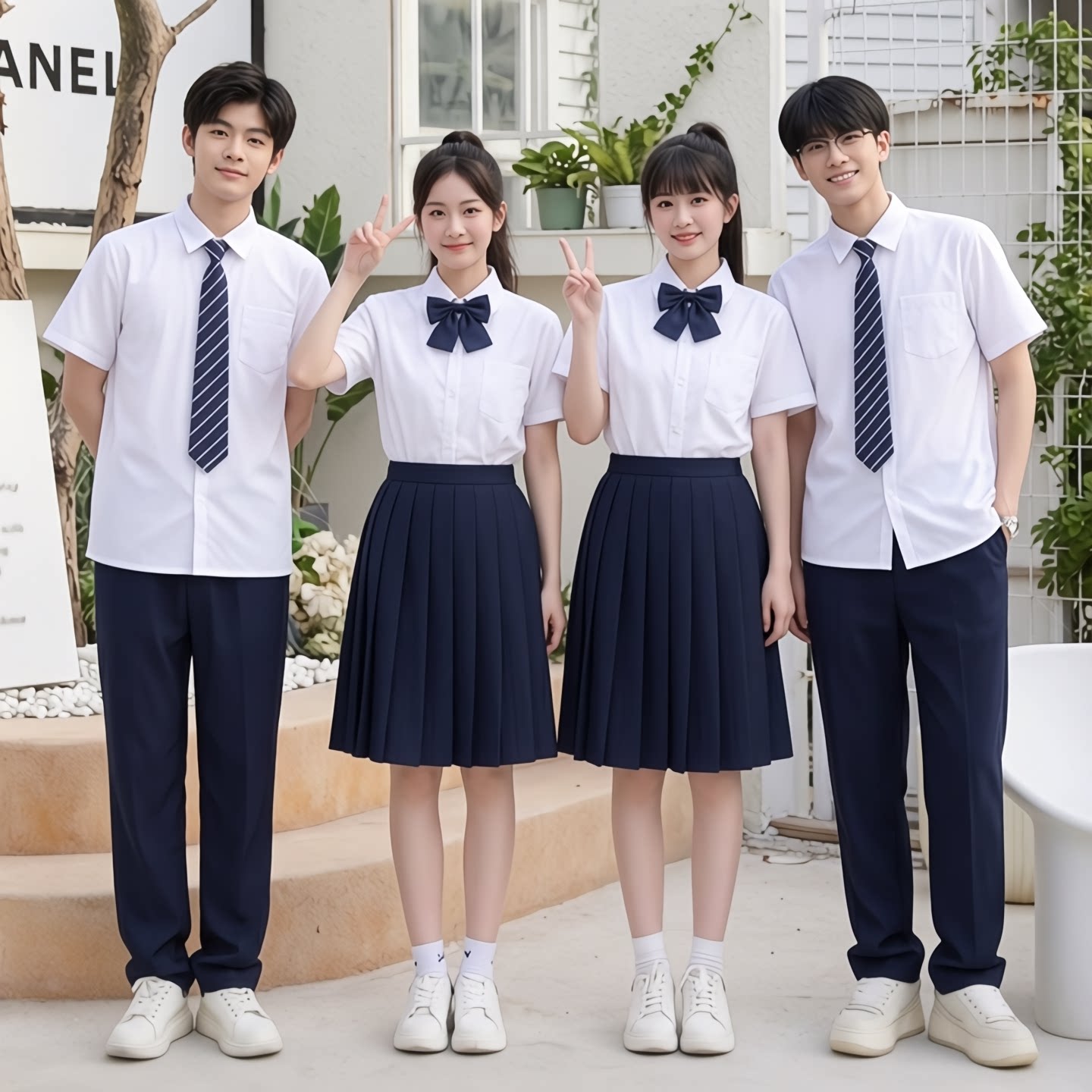 中小学生合唱朗诵演出服白色图片