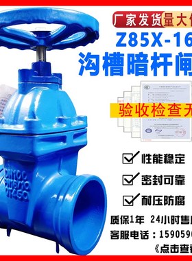 饮用卡箍式暗杆闸阀Z85X给水管道软密封沟槽闸板阀门开关DN100150