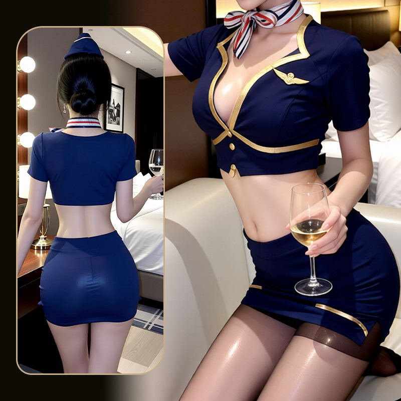 qqny内衣性感羞耻风纯欲风刺激勾魂情侣约会战袍空姐制服包臀裙
