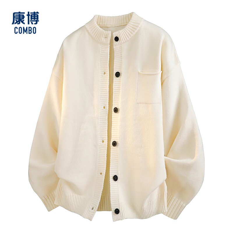 康博男士秋冬款休闲开衫圆领毛衣