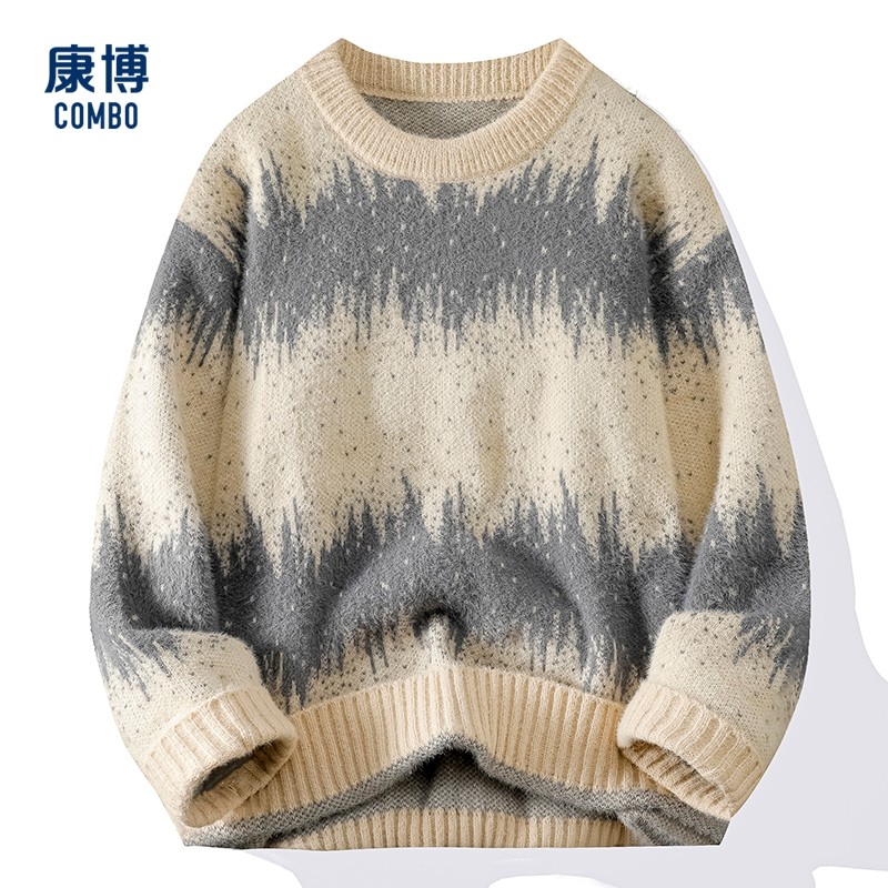 康博男士冬季款休闲百搭圆领毛衣