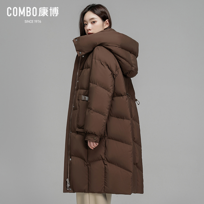 康博中长款时尚防寒过膝羽绒服