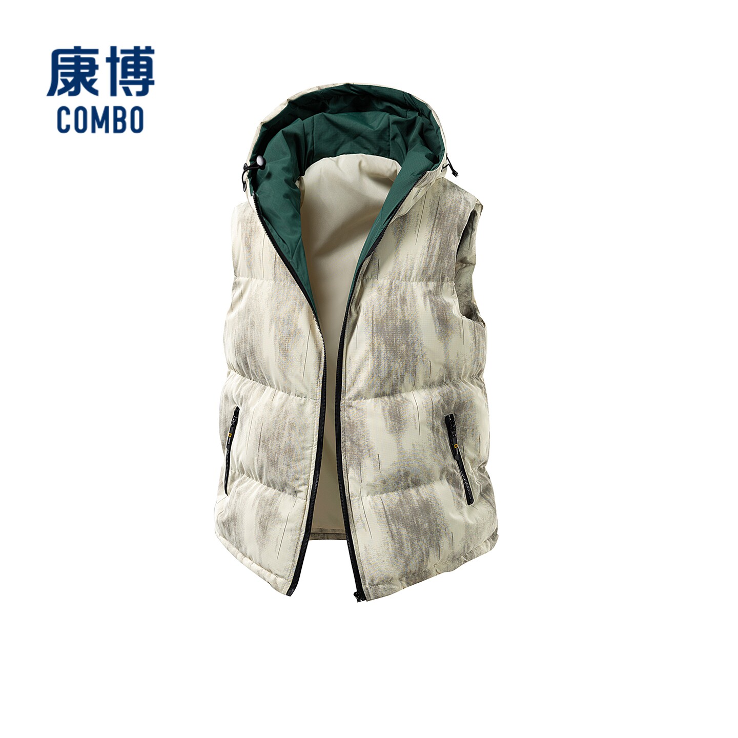康博男士冬季新款连帽无袖棉马甲