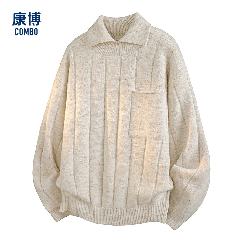 康博秋季款男士休闲百搭翻领毛衣