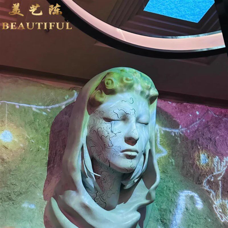 定制网红巨型艺术人脸岩石墙x泡沫雕塑酒吧咖啡馆人物模型浮雕装