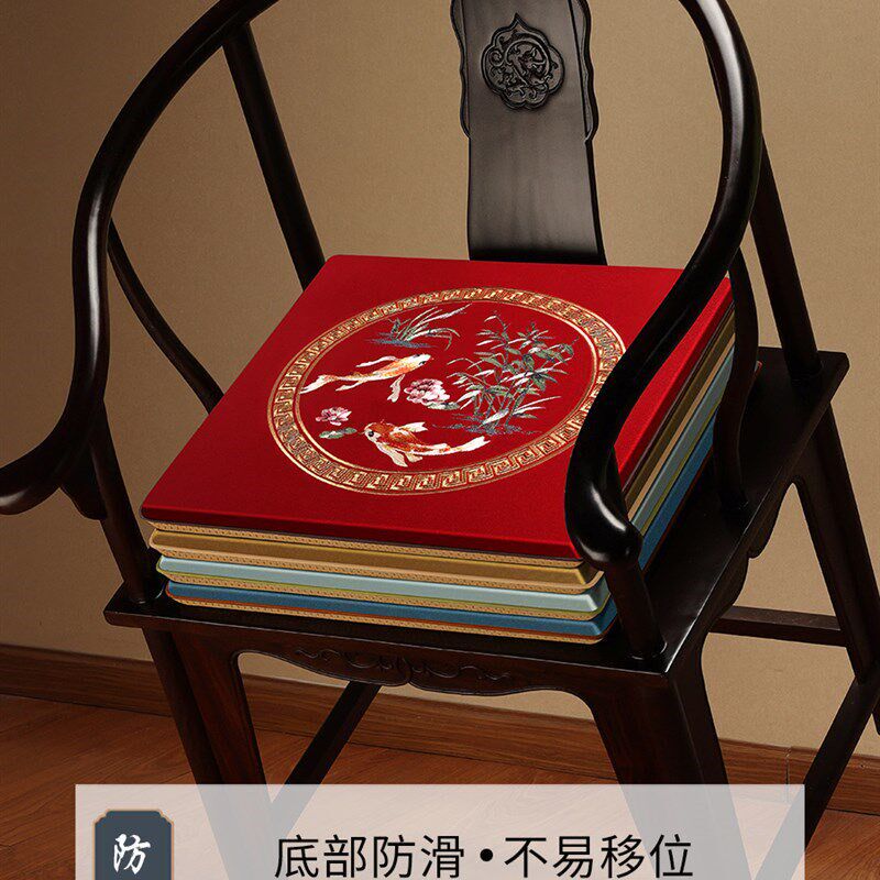 中式椅垫红木沙发坐垫实木家具圈椅太师椅餐椅茶椅垫木凳防滑座垫