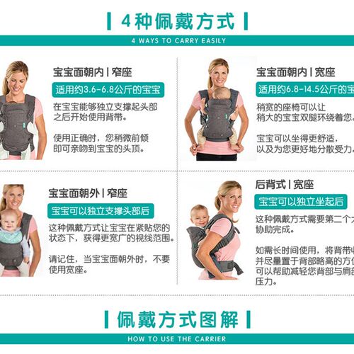 双肩婴儿背带外出便携四季适用透气柔软婴儿X背袋背娃神器