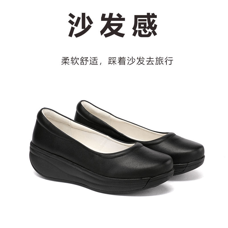 真皮牛筋底软底女鞋软皮休闲厚底皮鞋超软头层牛皮羊皮舒适妈妈鞋