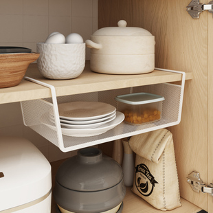 厨房橱柜吊柜下挂篮置物架宿舍书柜衣柜H分层收纳神器悬挂式免打