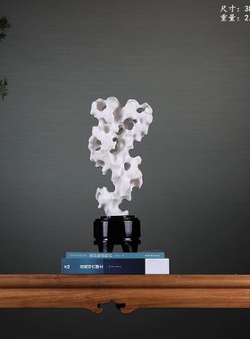 白色太湖石天然原石奇石观赏石灵A璧石磬石摆件中式案头文房装饰