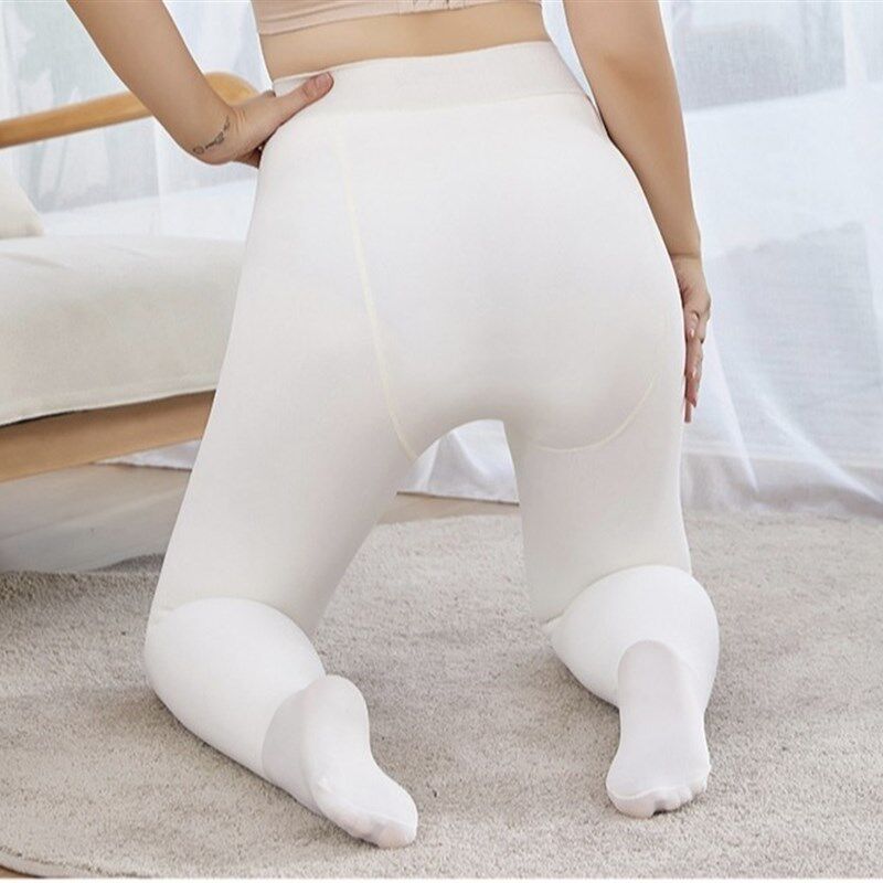 秋冬天女童加肥加大版超大码白色打底连裤袜子加厚加绒跳舞蹈儿童