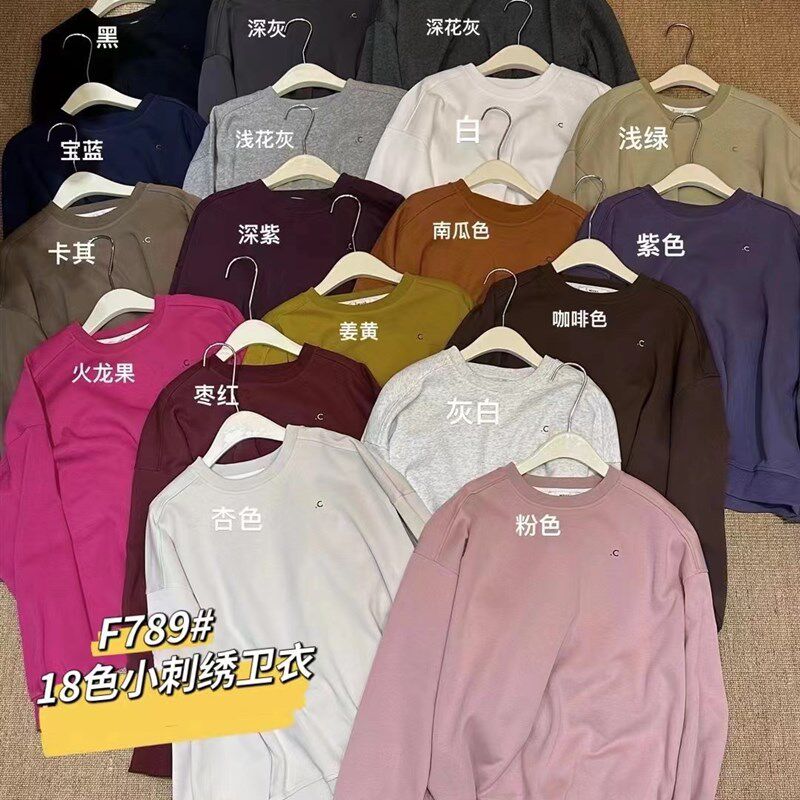 F789休闲圆领宽松情侣时尚长袖百搭户外多色时尚设计感显小卫衣
