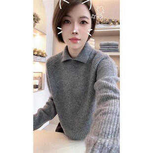 2024秋冬加厚宽松纯色套头百搭毛衣外套打底衫 C02