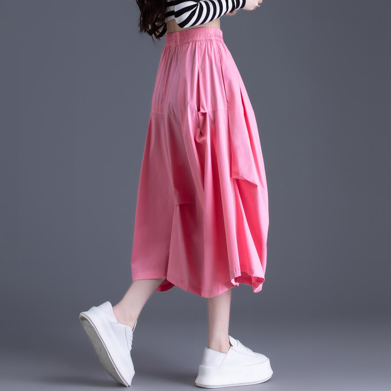 桃粉色半身裙夏季2025新款设计感小众少女a字小个子不规则大摆裙