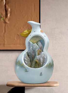 国学风葫芦流水生财摆件家居客厅玄关电视柜加湿桌面开业乔迁送礼