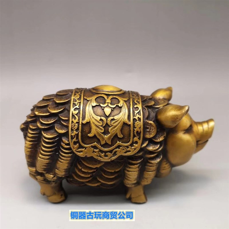 铜猪摆件纯铜招财旺财装饰金猪福猪生肖猪家居风水工艺品客厅摆设