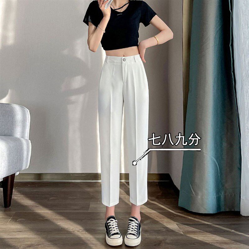 冰丝哈伦烟管裤女小个子150女生穿搭七分萝卜垂感西装裤夏季薄款8