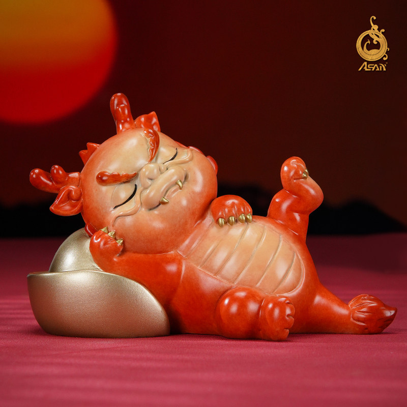 黄铜摆件《如意龙》龙年吉祥物铜工艺品文创摆件新年礼品家居饰品