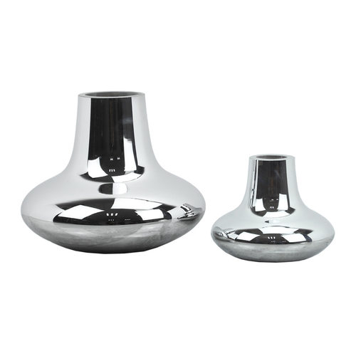 玻璃电镀镜面蒜头花器轻奢创意家居餐桌茶几样板间软装饰花瓶摆件