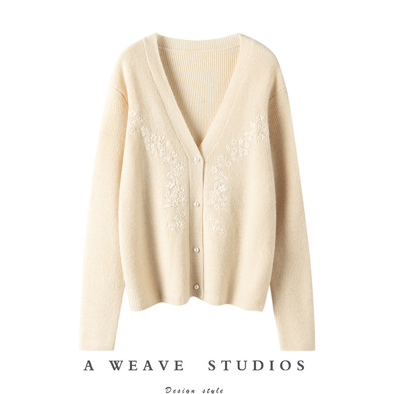 大雅大美!100%纯山羊绒套装女针织V领开衫吊带连衣裙两件套