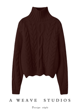 棕色系天花板~重磅加厚高领羊绒衫女纯羊绒毛衣套头宽松秋冬新款