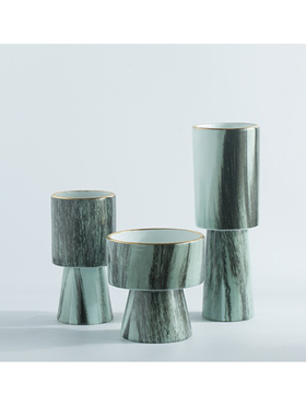 样板间玄关干花瓶现代家居软装z饰品摆件客厅书房摆件直口陶瓷花