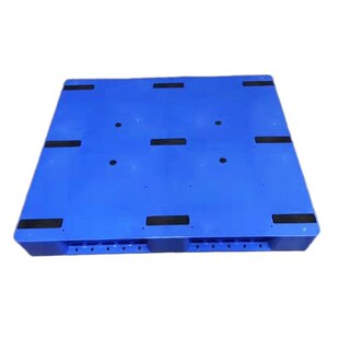 供应平面塑料卡板 九脚叉车托 川字平板地台板加厚蓝色塑O胶栈板
