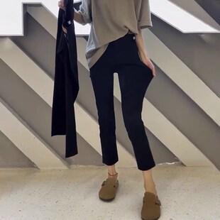 大码女装胖妹妹mm弹力牛仔直筒秋季高腰宽松显瘦九分烟管裤200斤