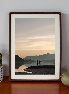 实木相框摆台6/8/12寸原木画框装裱洗照片做成相框挂墙Ya4黑胡桃