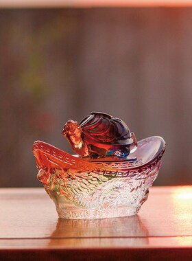 古法琉璃元宝龟摆件纳福聚宝袋装饰品F新中式家用神台供奉开业用