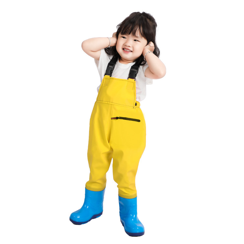 儿童雨裤雨鞋一体玩水连体下水裤赶海防I水装备叉裤男女孩靴子雨