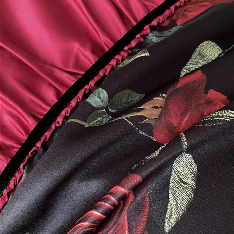 A类法式浪漫婚庆四件套120支y长绒棉红色婚礼全棉被套床单床上用