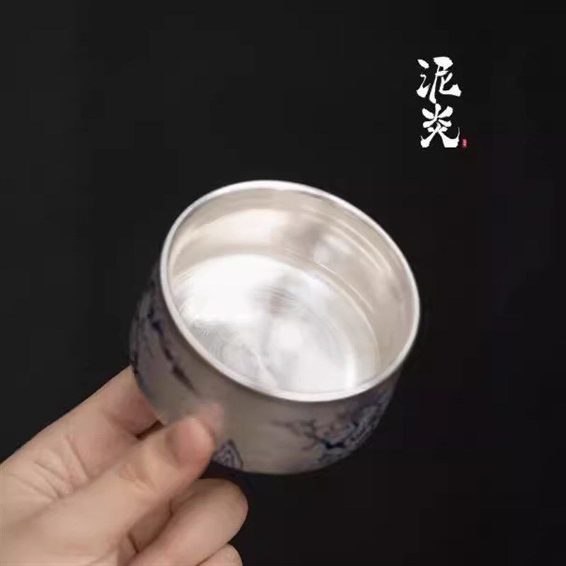 鎏银青花龙纹主人杯中式功夫茶具茶杯主人杯个人杯小Y茶碗品茗杯