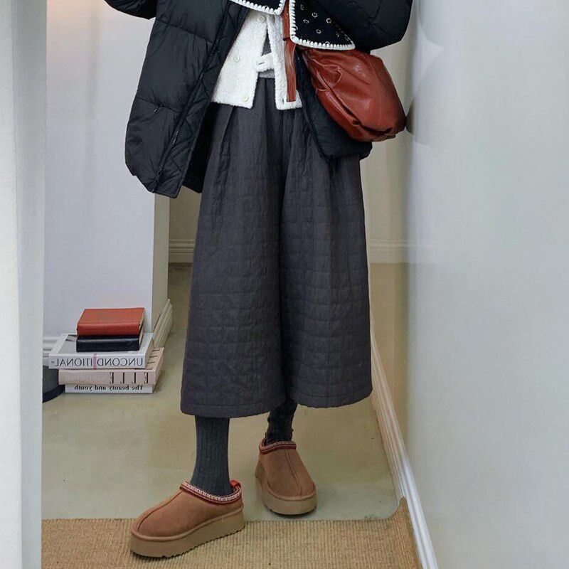 黑色时尚大码A版九分阔腿裤女2025新年新款小个子显瘦显高休闲裤