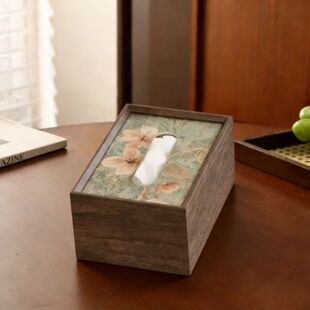 轻奢纸巾盒家用客厅茶几高级感仿木抽纸盒高档装饰品摆件卧室新款