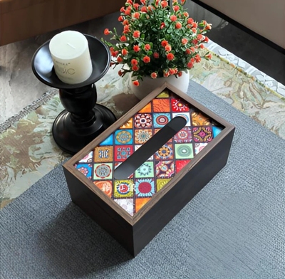中式木质桌面纸盒客厅高档简约轻