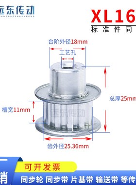 XL16齿 同步轮 同步带轮 标准件 铝合金 齿外径25.36 内孔5/6
