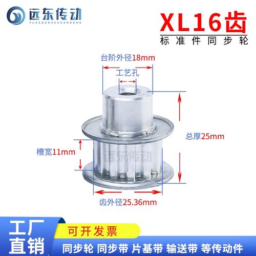 XL16齿 同步轮 同步带轮 标准件 铝合金 齿外径25.36 内孔5/6