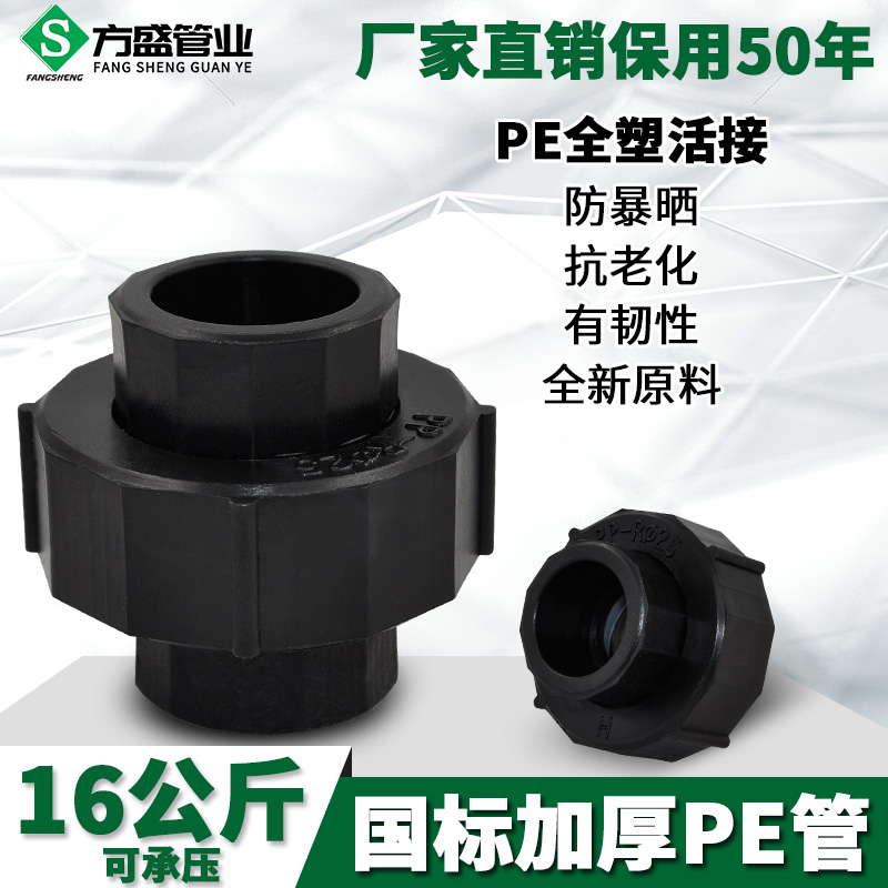 PE全塑活接活接头转换接头20 4分PE给水饮用水管材管件配件接头
