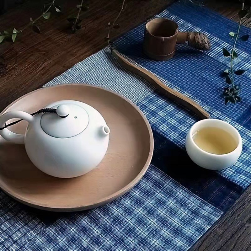 文手作    老土布拼接茶席茶垫E桌旗吸水厚实茶道配件布艺茶巾