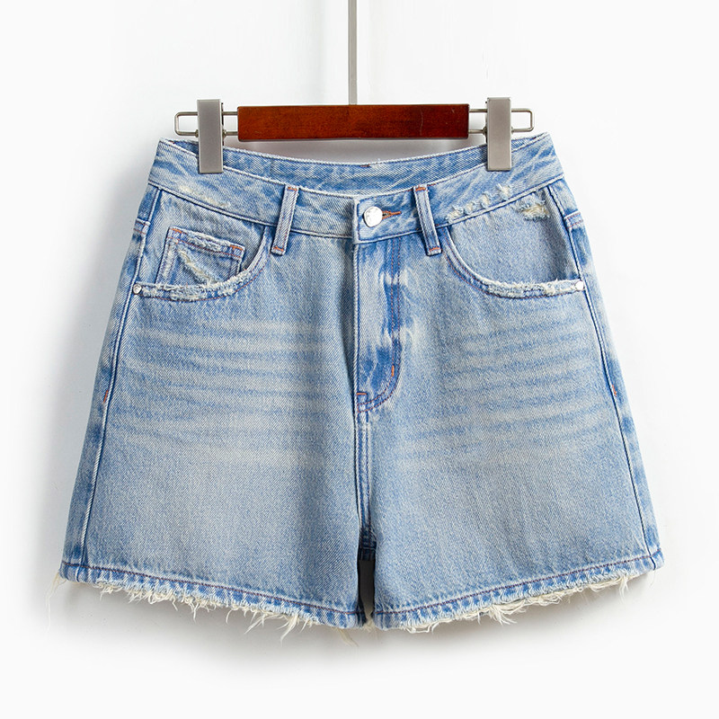 浅色牛仔短裤女小个子2025夏季新款休闲高腰宽松显瘦a字阔腿热裤
