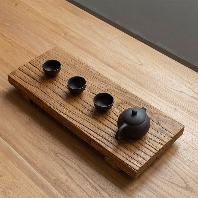 榆木茶具茶海长方形日式小茶海A单层小号实木托盘茶盘茶托果盘