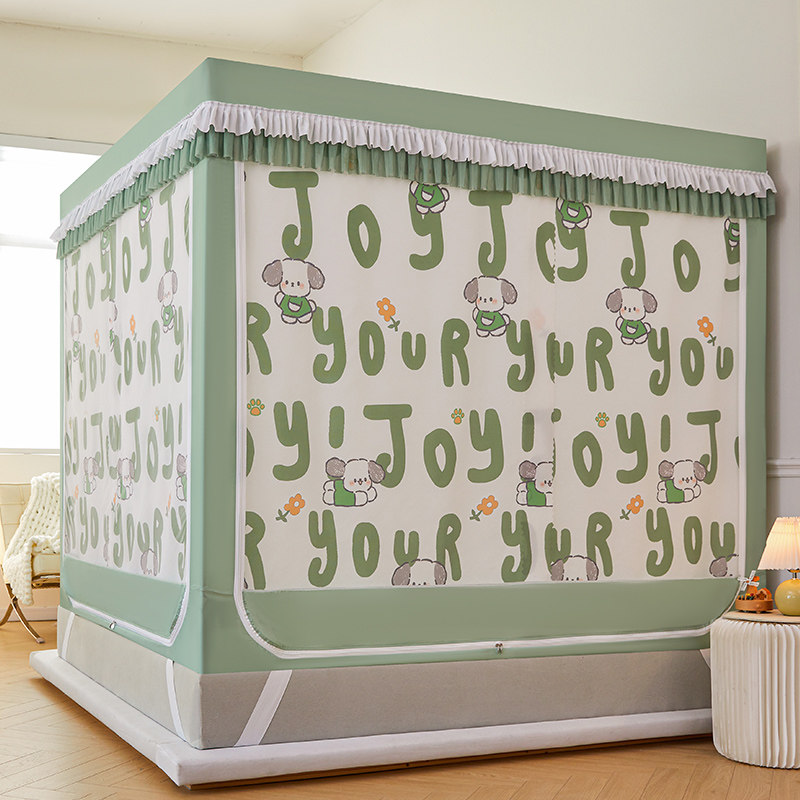 遮光蚊帐双层布帘一体式防摔全封闭公主F风床幔1.8m米床蒙古包家