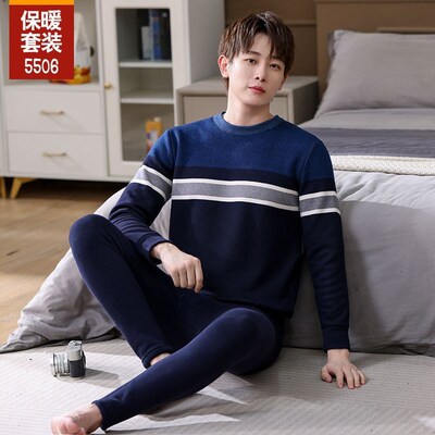 新款德绒保暖内衣男士q套装加绒加厚款冬季青中年防寒秋衣秋裤